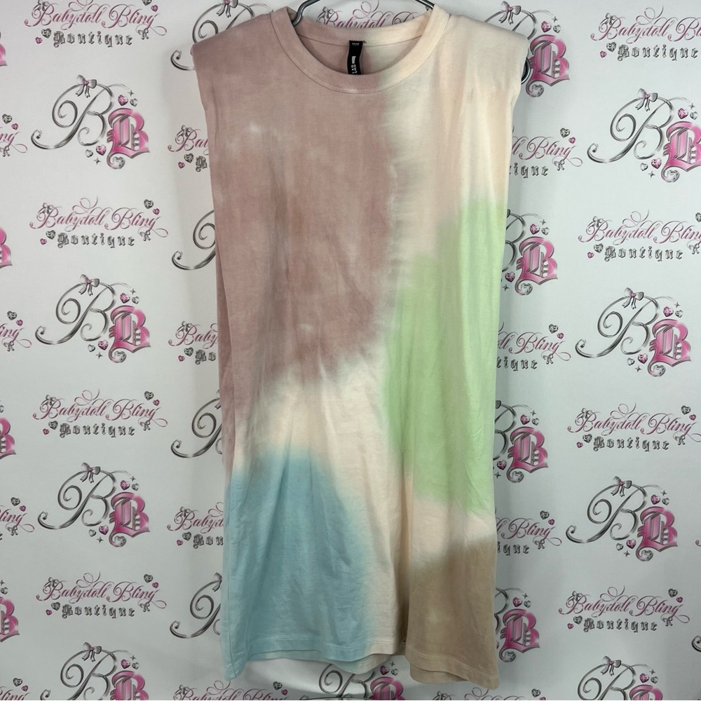 Design Lab Lord & Taylor dress tie dye dotted tank style Soft Pink Top